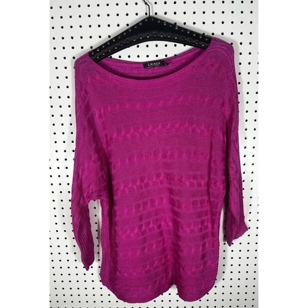 Lauren Ralph Lauren cable ribbon scoop neck sweater size L